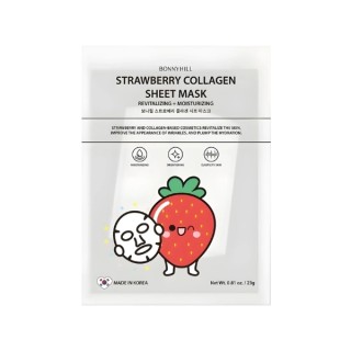 BonnyHill Strawberry Collagen -Tuchmaske – revitalisierende und feuchtigkeitsspendende Gesichtsmaske (1 Stück)