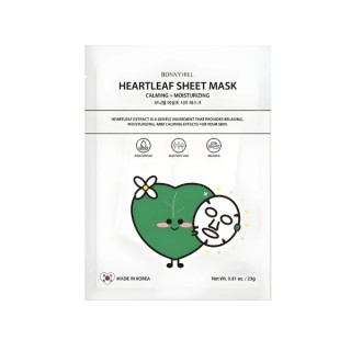 BonnyHill Heartleaf Tuchmaske, beruhigende und feuchtigkeitsspendende Gesichtsmaske, 1 Stück