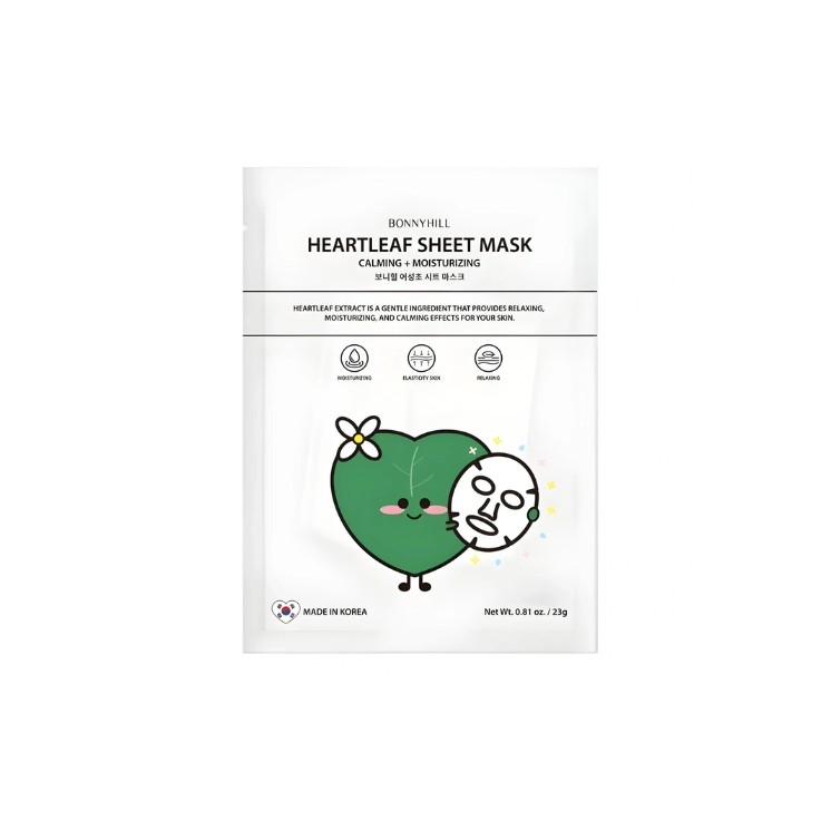 Заспокійлива та зволожуюча маска для обличчя BonnyHill Heartleaf 1 шт.