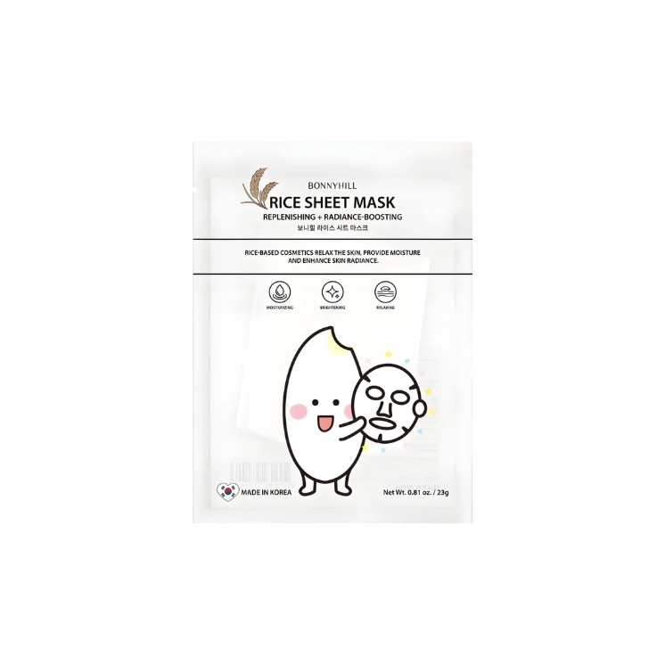 Живильна та освітлююча маска для обличчя BonnyHill Rice Sheet Mask у листі 1 шт.