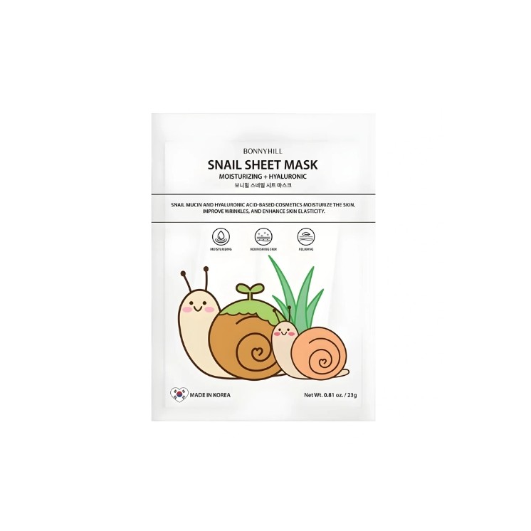 BonnyHill Snail Sheet Mask Moisturizing Face Mask with Hyaluronic Acid 1 piece