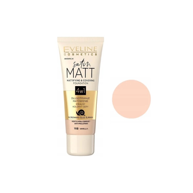 Eveline Satin Matt Podkład matujący /102/ Vanilla 30 ml