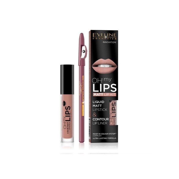 Матова рідка помада Eveline OH My Lips 4.5 5 ml + набір олівців для губ /08/ Lovely Rose