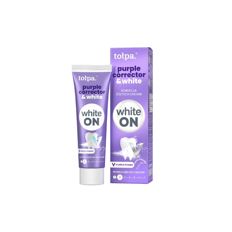 Tołpa White On Purple Corrector & White Pasta do zębów z fioletowy pigmentem 75 ml