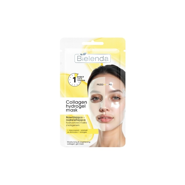 Bielenda Collagen Hydrogel Maske, feuchtigkeitsspendende und aufhellende Gesichtsmaske, 1 Stück