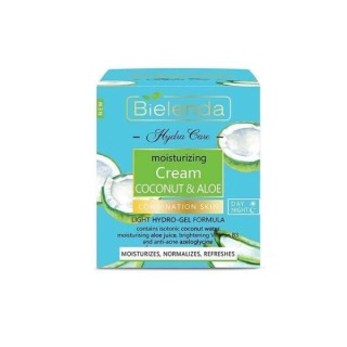 Bielenda Hydra Care Feuchtigkeitsspendende Gesichtscreme kokos und Aloe für Mischhaut und fettige Haut 50 ml