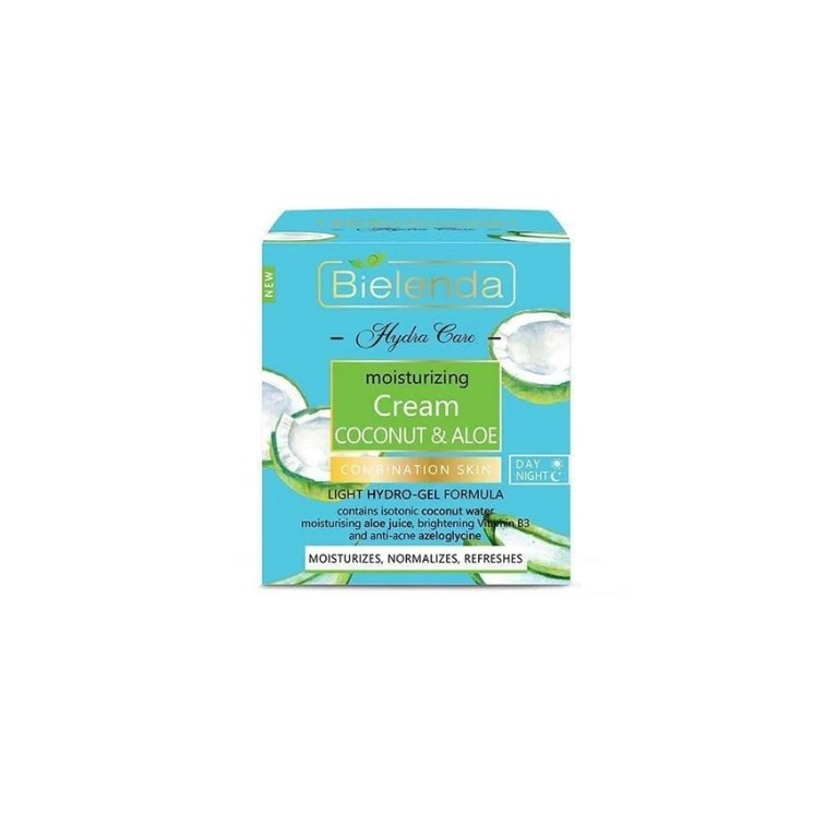 Bielenda Hydra Care Feuchtigkeitsspendende Gesichtscreme kokos und Aloe für Mischhaut und fettige Haut 50 ml