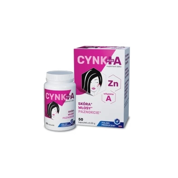 Cynk Plus A Skóra, Włosy i Paznokcie 50 kapsułek