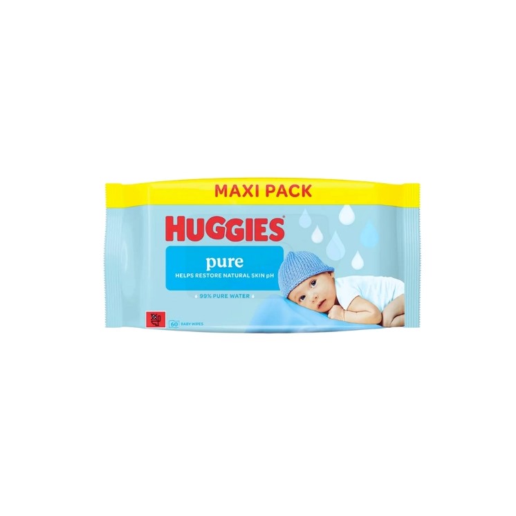 Вологі серветки Huggies Pure 60 штук
