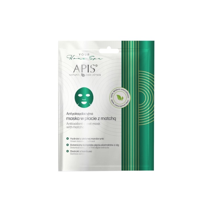 Apis Your Home Spa antyoksydacyjna Maska w płacie z matchą 1 sztuka