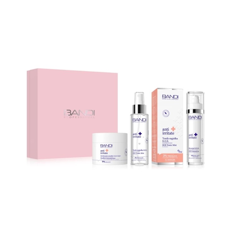 Bandi Medical Expert Anti Irritate Zestaw Masełko emoliencyjne 90 ml + Kuracja intensywnie kojaca 50 ml Tonik mgiełka SOS 100 m