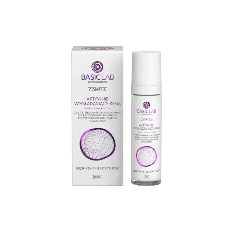 BasicLab Copperis Actively Smoothing Day Face Cream 0.3 3% Pure Copper Peptide Firming and Elasticity 50