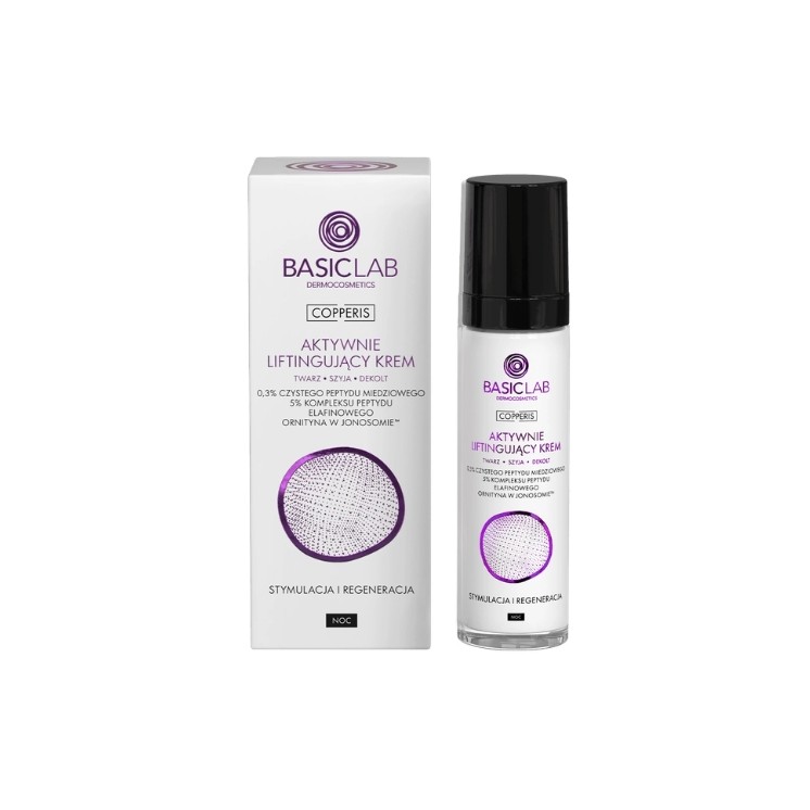 BasicLab Copperis Aktiv Glättende Nachtcreme für das Gesicht – Stimulation und Regeneration – 50 ml