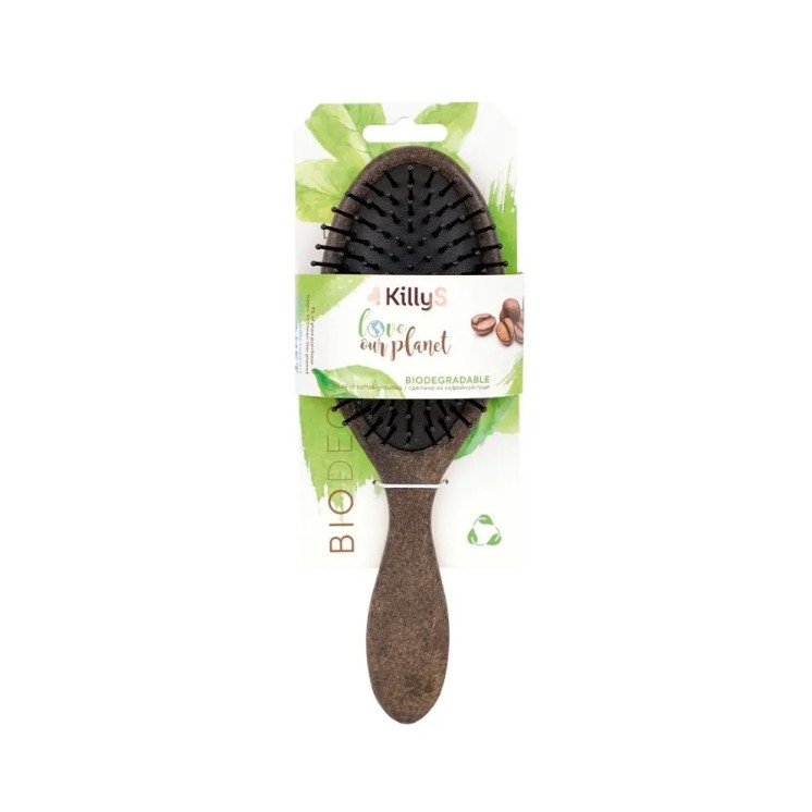 KillyS Eco Bio Ovale Entwirrungsbürste für Kaffeebraun, 1 Stück