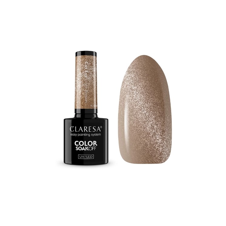 Гібридний лак для нігтів Claresa Nude Glow Cat Eye / Light Brown / 5 г