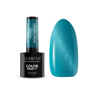 Лак для нігтів Claresa Cat Eye Neon Hybrid Turquoise 5