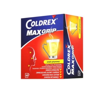 Coldrex MaxGrip proszek do sporządzania roztworu doustnego smak cytrynowy 10 saszetek 