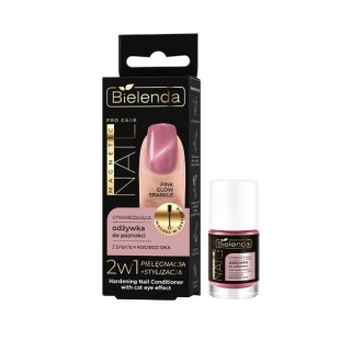 Bielenda Pro Care Magnetischer Nagelhärter mit Katzenaugen-Effekt, Pink Glow Sparkle 5 ml