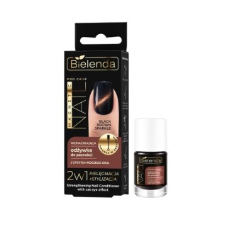 Bielenda Pro Care Magnetic Nail utwardzająca Odżywka do paznokci z efektem kociego oka Black Brown Sparkle 5 ml