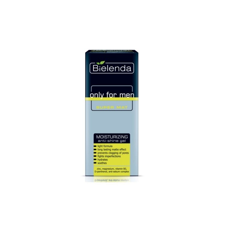 Bielenda Only For Men Super Mat Feuchtigkeitsspendendes Anti-Glanz-Gesichtsgel 50 ml