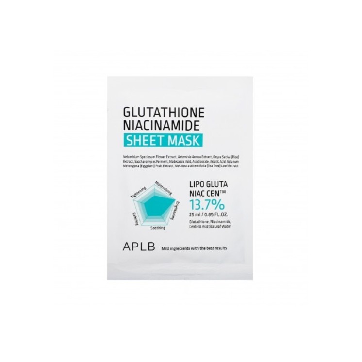 APLB Glutathione Niacinamide Sheet Mask rozjaśniająca Maska do twarzy w płachcie 25 ml